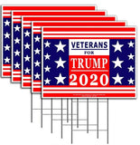 Veterans for President Donald Trump - Keep America Great! - 2020 Political Campaign Rally Yard Sign (24"x18") Included Metal Stake