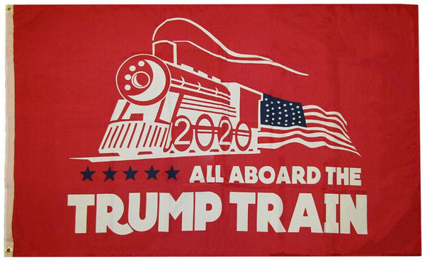 Red All Aboard The Trump Train 2020 Donald Trump Flag Heavy Duty