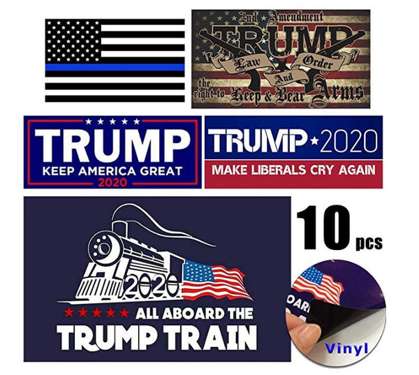 10 Awesome Variety Pack of High-Quality Trump 2020 Bumper Stickers