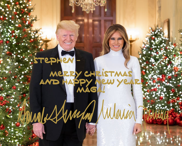 Novelty Personalized & Customized President Donald Trump  Christmas Autographed 8x10 Photo