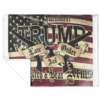 Trump Law and Order 2nd Amendment American Flag Fleece Sherpa Blanket
