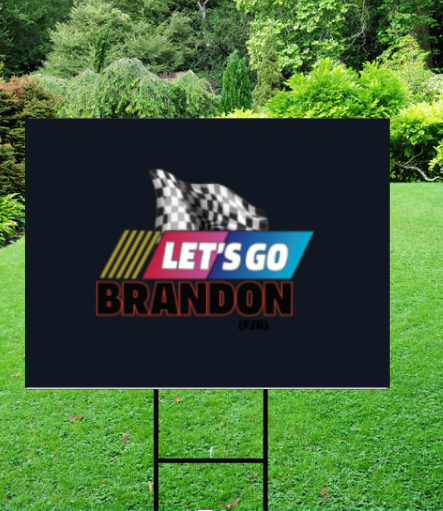 Black Lets Go Brandon Lawn Sign - Trump 2024 Yard Sign w/ Stake