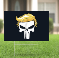 Black Trump Punisher Hero Lawn Sign - Trump 2024 Yard Sign w/ Stake