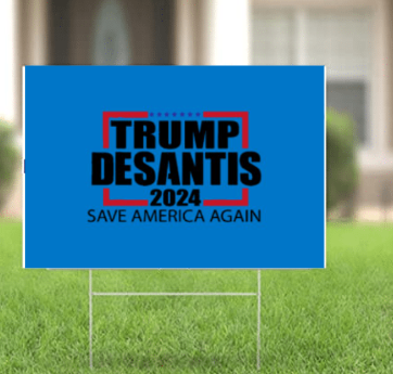 Blue Trump DeSantis Save America 2024 Yard Sign w/ Stake