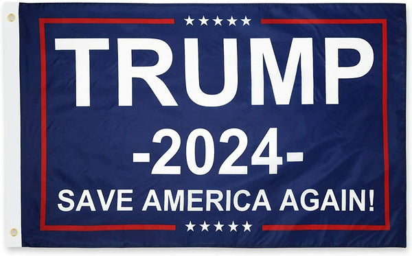 Blue Trump Save America Flag 2024 3x5 Feet Made in USA