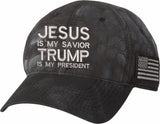 Jesus Is My Savior Trump Is My President Kryptek Duck Camo Embroidered Hat