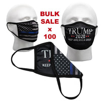 Bulk Face Masks - Pack of 100 Trump Masks - Black Tattered