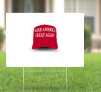 Red MAGA Hat Yard Sign w/ Stake