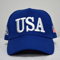 USA Donald Trump Baseball Hat 45 & USA Flag on Sides Blue