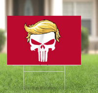 Punisher Trump Hair 2024 Yard Sign w/ Stake for Lawn