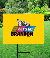 Lets Go Brandon Trump 2024 Yellow Yard Sign w/ Stake for Lawn